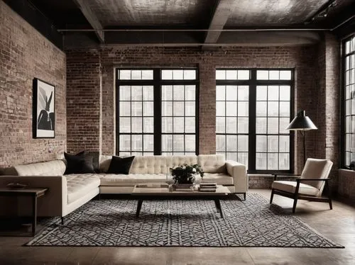 loft,contemporary decor,minotti,red brick,lofts,apartment lounge,scandinavian style,modern decor,danish furniture,redbrick,great room,donghia,living room,home interior,sitting room,furnishings,interior decor,interior design,red brick wall,berkus,Photography,Black and white photography,Black and White Photography 08