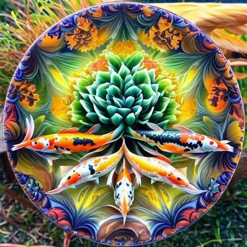 water lily plate,kaleidoscope art,kaleidoscope,bowl of fruit in rain,flower bowl,kaleidoscopic,tibetan bowl,koi pond,fire mandala,mandala art,koi fish,glass painting,salad plate,fruit bowl,decorative plate,mandala,fractals art,koi,serving bowl,bowl of fruit