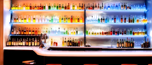 liquor bar,bar counter,minibar,bar,liquors,colorful drinks,brandy shop,minibars,neon drinks,perfumery,neon light drinks,liqueurs,barkeep,wine bar,neon cocktails,barkeeper,liquor,barman,barroom,mixology,Illustration,Realistic Fantasy,Realistic Fantasy 07