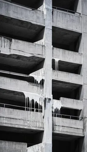 Brutalist, white, modern, geometric, concrete, minimalist, futuristic, monumental, urban, cityscape, building, architecture, complex, angular, asymmetrical, cantilevered, staircase, pillar, column, be