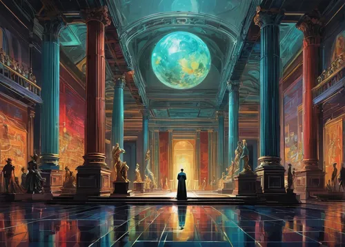 hall of the fallen,pantheon,the ancient world,fantasy picture,cg artwork,sci fiction illustration,atlantis,pillars,fantasy art,pompeii,vittoriano,the threshold of the house,the pillar of light,world digital painting,immenhausen,orchestral,background image,three pillars,ancient city,art background,Conceptual Art,Daily,Daily 24