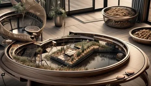 penthouse apartment,roof landscape,roof garden,3d rendering,coffee table,balcony garden,tree house hotel,garden design sydney,sky apartment,floating island,kitchen design,landscape design sydney,outdoor table,round house,rattan,japanese zen garden,chinese architecture,eco hotel,wine barrel,junshan yinzhen