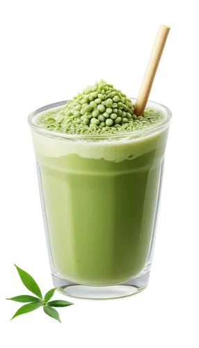 Matcha green tea boba, transparent cup, straw, creamy foam, green tea leaves, sweet desserts, Japanese style, cute, cartoonish, soft focus, warm lighting, 3/4 composition, pastel color tone.,matcha po