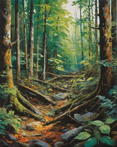 northern hardwood forest,forest landscape,old-growth forest,deciduous forest,forest glade,spruce forest,forest floor,forests,forest path,beech forest,forest road,forest background,mixed forest,coniferous forest,the forests,temperate broadleaf and mixed forest,green forest,riparian forest,northwest forest,temperate coniferous forest,Conceptual Art,Oil color,Oil Color 18