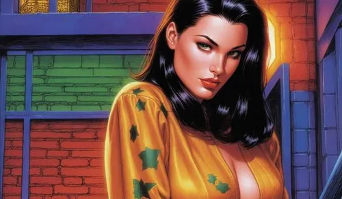 redrawn like a gen 13 comic book cover by gary frank,a girl is standing in a alley with a knife,eldena,palmiotti,dawnstar,cassaday,shadowcat,brubaker,Illustration,American Style,American Style 13