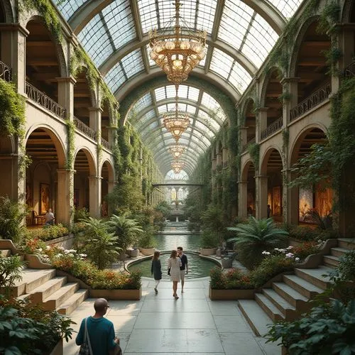 atriums,galleria,winter garden,conservatory,glyptotek,wintergarden,louvre,atrium,benaroya,arcades,carreau,botanique,emporium,musée d'orsay,palm house,gaylord palms hotel,garden of plants,esplanades,titanum,galeries,Photography,General,Realistic