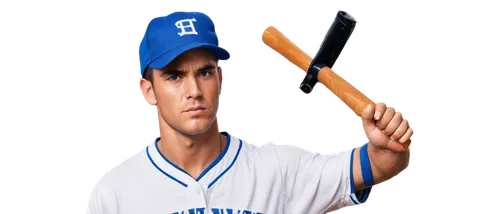 Baseball player, male, athletic build, white baseball uniform, blue cap, holding baseball bat, determined facial expression, sweat droplets on forehead, muscular arms, gripping bat tightly, standing p