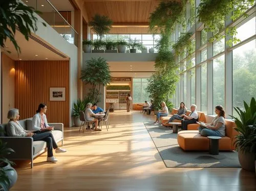 phototherapeutics,modern office,daylighting,weyerhaeuser,forest workplace,atriums,langara,offices,wintergarden,genentech,ubc,ucsc,company headquarters,ohsu,sfu,atrium,lobby,midcentury,genzyme,kpcb,Photography,General,Realistic