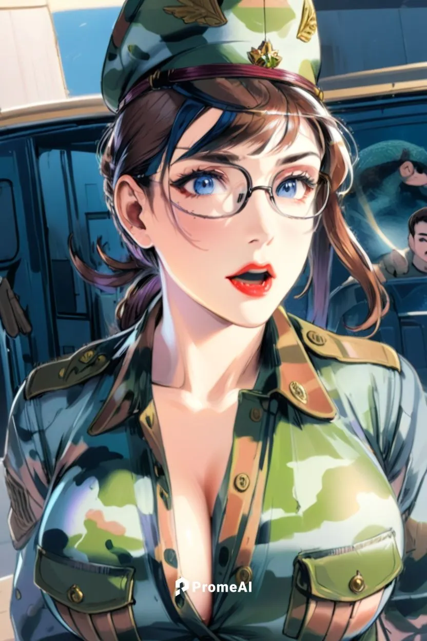 canouflage military woman, big boobs, halsey,a very nice cartoon picture of a military woman,servicewoman,ritsuko,kuribayashi,misato,ilsa,bobbies,Anime,Anime,General