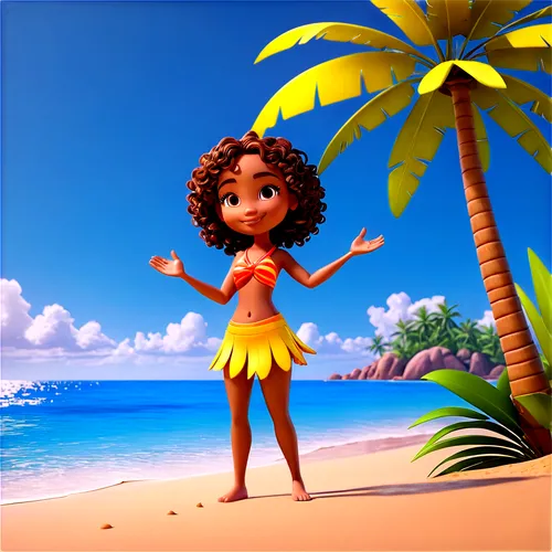 moana,hula,luau,polynesian girl,tahitian,madagascan,pinapple,summer background,kurumba,tiana,coconut tree,kialoa,south pacific,aruban,hawijah,tuamotu,waikaremoana,caribbean,pineapple background,beach background,Unique,3D,3D Character