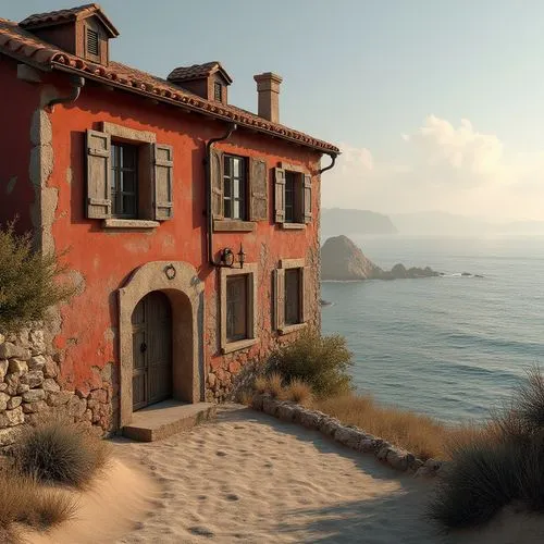 trabocchi,house by the water,italy liguria,dunes house,house of the sea,coastline,liguria,seaside view,beachfront,lefay,fisherman's house,shorefront,dorne,finisterre,amanresorts,elba island,beach house,isola d'elba,holiday villa,portofino,Photography,General,Realistic