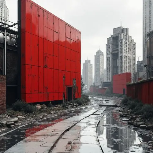 kowloon city,destroyed city,hilti,redshift,hawken,red place,cargo containers,post-apocalyptic landscape,post apocalyptic,urban landscape,shipping containers,red wall,warehoused,render,shipyards,kurilsk,apocalyptic,unbuilt,deconstructivism,red matrix,Photography,General,Realistic