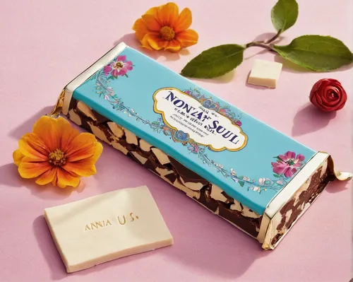 Create a suspenseful story where a secret message is hidden inside a layer of nougat on a candy bar.,nut-nougat cream,nougat,nougat corners,white nougat,layer nougat,torrone,handmade soap,natural soap