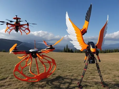 there are two model flying with remote controls,figure of paragliding,fire kite,montgolfiade,bi-place paraglider,paraglider tandem,multirotor,Photography,General,Realistic