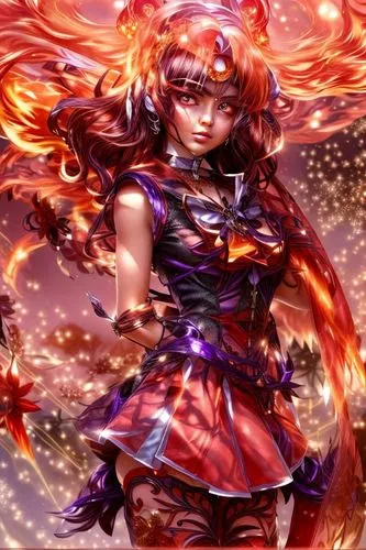 fire background,fire angel,flame spirit,fire poker flower,fire siren,touhou