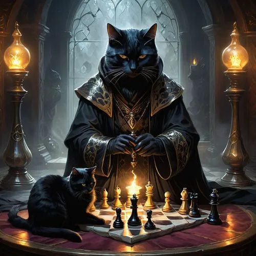 salem,chess player,chessmaster,melkor,bulgakov,felino,mordenkainen,nederpelt,enthroned,conjurer,beheshti,spellcasters,cathala,black cat,jarlaxle,alekhine,bagheera,ravenloft,morgana,purgatoire,Conceptual Art,Fantasy,Fantasy 28