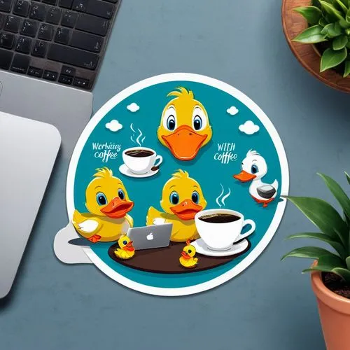 rubber ducks,clipart sticker,teal digital background,duck meet,office icons,duckies,quackwatch,flat design,stickers,coffee icons,wild ducks,ducky,fry ducks,rubber duck,bath ducks,3d mockup,water birds,patos,quacks,ducklings,Unique,Design,Sticker