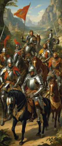 cavalry,jousting,knight festival,historical battle,hunting scene,conquistador,bactrian,knight tent,constantinople,hispania rome,sparta,joan of arc,crusader,the middle ages,lancers,alea iacta est,medieval,shield infantry,st george,middle ages,Art,Classical Oil Painting,Classical Oil Painting 37