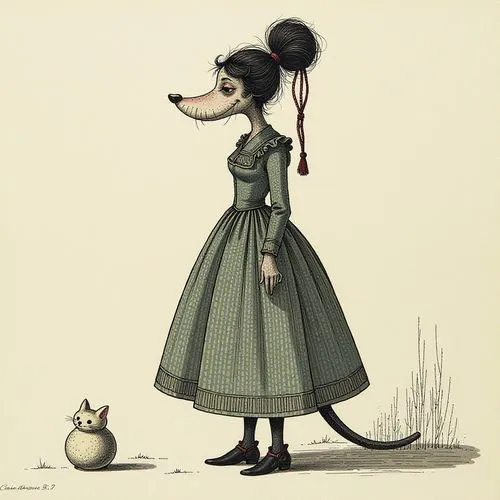 diterlizzi,tibbett,girl with dog,rat terrier,kate greenaway,cruikshank