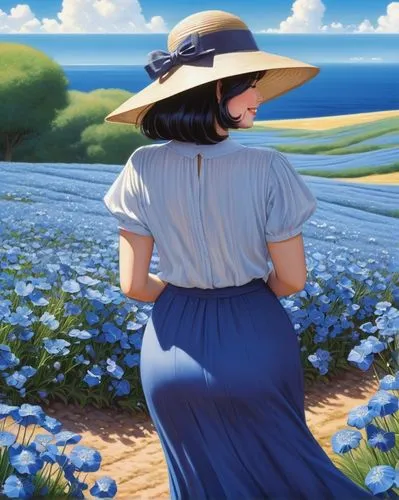 blooming field,field of flowers,blue flax,blue bonnet,flowers field,flower field,valensole,blue rose,blue petals,picking flowers,girl picking flowers,blue daisies,nigella,walking in a spring,hildebrandt,field of poppies,flower painting,suitcase in field,flowers of the field,springtime background,Conceptual Art,Daily,Daily 16