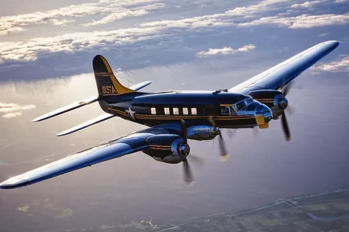 A Lockheed 12A Electra Junior, photographed over the skies of Lakeland, Florida.,beechcraft model 18,lockheed hudson,boeing 247,boeing 307 stratoliner,lockheed model 10 electra,boeing 314,stinson reli