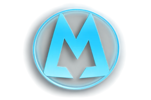 Maya logo, 3D animation software, blue circle, white letter M, metallic texture, reflective surface, subtle gradient effect, slight bevel, centered composition, soft box lighting, HD render, detailed 