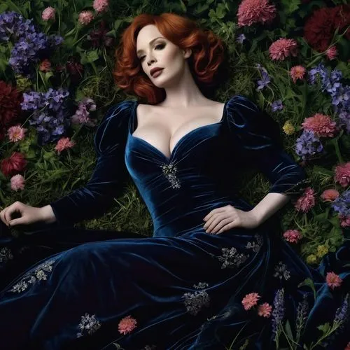 maureen o'hara - female,tilda,meryl streep,vanity fair,magnolia,flora,fallen petals,the sleeping rose,elizabeth i,secret garden of venus,splendor of flowers,with roses,scent of roses,sea of flowers,gracefulness,elegance,holding flowers,blue rose,widow flower,bach flower therapy,Conceptual Art,Fantasy,Fantasy 34