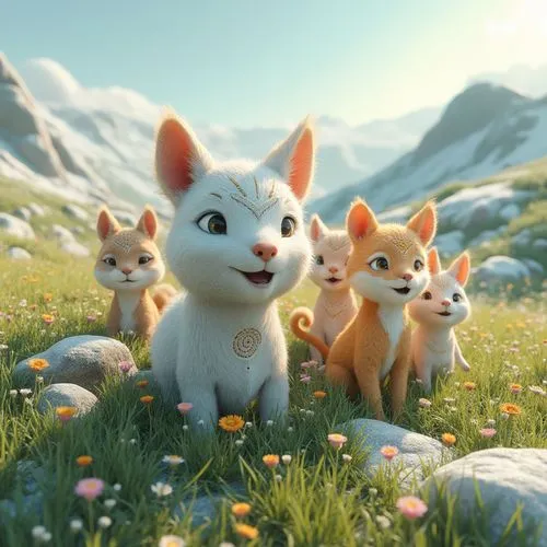 snowcats,aristocats,cute animals,animal film,foxes,rabbids,Unique,3D,3D Character