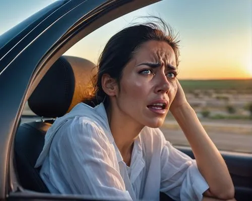 stressed woman,woman in the car,depressed woman,car breakdown,accident pain,scared woman,anxiety disorder,coronavirus disease covid-2019,girl in car,driving assistance,ban on driving,sad woman,menopause,worried girl,drivers who break the rules,child crying,auto sales,auto financing,girl and car,female alcoholism,Photography,General,Realistic