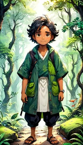 mowgli,children's background,game illustration,adventurer,the wanderer,forest man,shirakami-sanchi,forest background,pachamama,kids illustration,world digital painting,explorer,robin hood,forest clover,android game,adventure game,background image,tarzan,biologist,nori,Anime,Anime,Cartoon