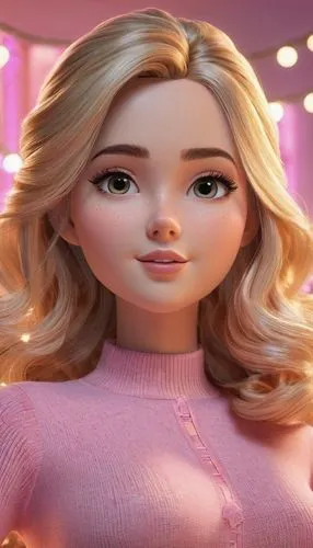 barbie,doll's facial features,barbie doll,clove pink,cute cartoon character,pinzi,Unique,3D,3D Character