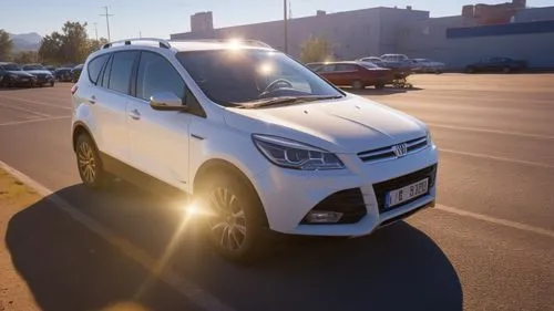 a white car parked in a parking lot,forfour,ecosport,avtovaz,korando,baojun,fiat nuova 500,Photography,General,Realistic