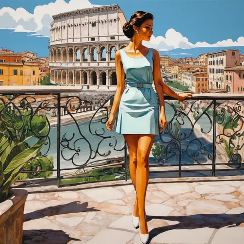 girl in a long dress,italian painter,fashion illustration,world digital painting,rome 2,eternal city,ancient rome,art deco woman,rome,venetian,neoclassic,venetia,vittoriano,september in rome,aventine hill,woman with ice-cream,cocktail dress,sheath dress,a girl in a dress,art deco background,Illustration,American Style,American Style 08