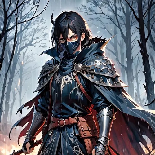 heroic fantasy,hooded man,king of the ravens,dark elf,swordsman,corvus,male elf,fantasy warrior,black raven,male character,iron mask hero,assassin,bran,black shepherd,dane axe,massively multiplayer on