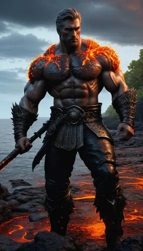 akuma,ifrit,berserker,gamagori,tandava,barbarian,flaminius,chulainn,fire background,kamehameha,hephaestus,shokan,balrog,cuchulainn,surtur,shravana,pyromaniac,aravan,ryu,raavan,Illustration,American Style,American Style 07