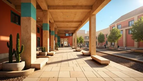 masdar,3d rendering,school design,render,breezeway,3d rendered,courtyards,streetscape,3d render,northvale,courtyard,old linden alley,sketchup,artesia,shader,urban design,pedestrianized,skyways,terracotta tiles,riad