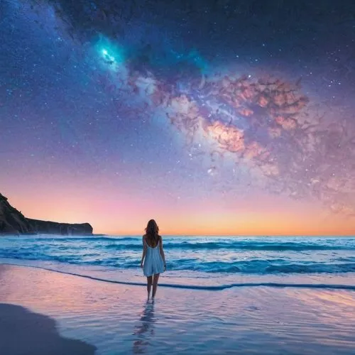 milky way,dream beach,fantasy picture,universo,the milky way,dreamscape,Photography,Artistic Photography,Artistic Photography 07