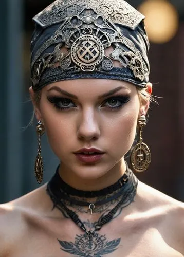 steampunk,indian headdress,ethnic design,headdress,tattoo girl,tribal,body jewelry,ancient egyptian girl,maori,headpiece,boho,adornments,warrior woman,women's accessories,germanic tribes,bohemian,body piercing,headscarf,gypsy soul,henna dividers,Photography,General,Natural