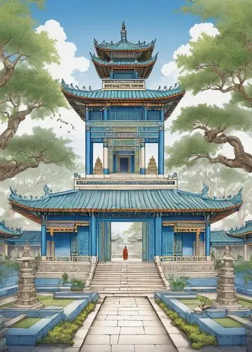 hall of supreme harmony,tianxia,summer palace,myojin,khenin,asian architecture,oriental painting,qibao,sanxia,dojo,water palace,goryeo,white temple,buddhist temple,qingxi,background design,the golden pavilion,cartoon video game background,sanxian,hanging temple,Unique,Design,Blueprint