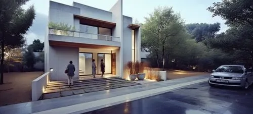 WALL
,a house in the middle of the road with some people standing outside,modern house,3d rendering,residential house,cubic house,fresnaye,residencial