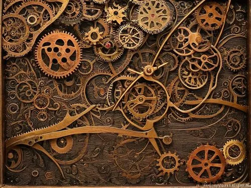 steampunk gears,cog,tock,panel,carved wood,the laser cuts,antique background,gears,transport panel,automatique,woodburning,clockwork,wood carving,wood board,intricate,steampunk,clockworks,cogs,tansu,chipboard,Illustration,Realistic Fantasy,Realistic Fantasy 13
