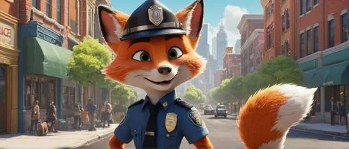 inspector,officer,a fox,policeman,mayor,conductor,cute fox,fox,detective,adorable fox,sheriff,traffic cop,vlc,rescue alley,police hat,city ​​portrait,child fox,police officer,little fox,garden-fox tail,Illustration,Children,Children 06