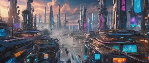 futuristic landscape,metropolis,cybercity,fantasy city,areopolis,coruscant,cyberport,cityscape,cybertown,cyberia,barrayaran,citadels,megalopolis,dystopian,microdistrict,futuristic,kinkade,skylstad,skyterra,uzala,Illustration,Abstract Fantasy,Abstract Fantasy 23