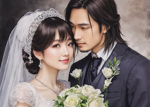 silver wedding,wedding couple,bridegroom,wedding photo,bride and groom,romantic portrait,love couple,beautiful couple,wedding invitation,kimjongilia,groom bride,wedding banquet,kdrama,wedding frame,korean drama,young couple,prince and princess,golden weddings,wedding icons,couple in love,Illustration,Japanese style,Japanese Style 18