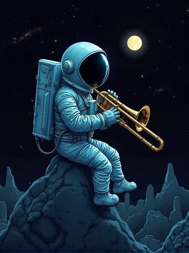 astronaut,man with saxophone,violinist violinist of the moon,saxophone playing man,astronautical,cosmonaut