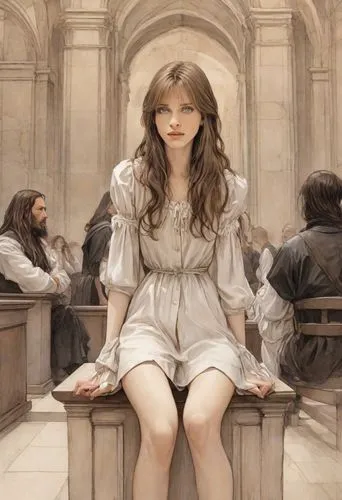 girl in a long,girl in a historic way,girl sitting,girl praying,mystical portrait of a girl,jessamine,joan of arc,girl studying,girl on the stairs,lilian gish - female,the girl's face,labyrinth,orsay,world digital painting,the girl at the station,contemporary witnesses,sci fiction illustration,digital compositing,justitia,young woman,Digital Art,Comic