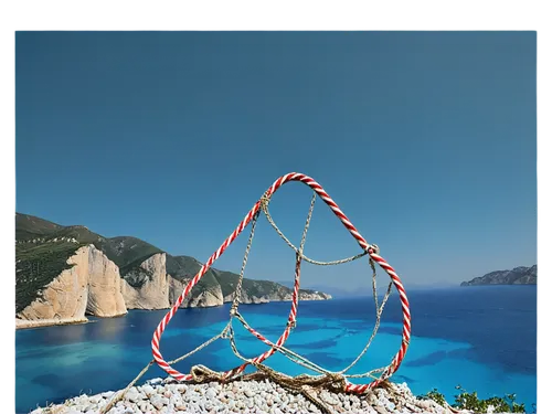 Navagio shipwreck, Greece island, rusted hull, worn anchor, seaweed-covered ropes, vintage lifebuoy, faded blue and white stripes, rocky cliffside, Mediterranean sea, cloudy sky, soft warm lighting, p