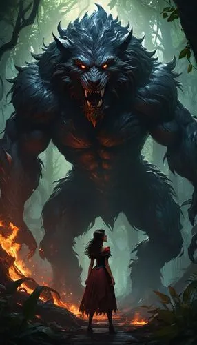 rakshasa,barghuti,jayasimha,werewolve,red riding hood,narasimha,bear guardian,fenrir,zebari,werewolf,osita,oni,kaido,forest king lion,akuma,mononoke,game illustration,mondor,cerberus,beheira,Conceptual Art,Fantasy,Fantasy 03