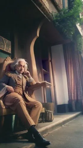 Completar imagem de acordo com a cena já existente,man on a bench,elderly man,digital compositing,mozart,blonde sits and reads the newspaper,grandfather,sitting on a chair,albert einstein,mozart taler