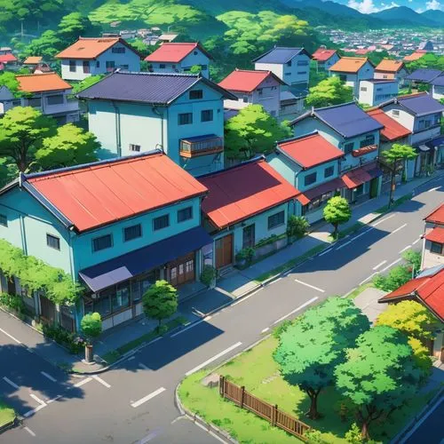 apartment complex,studio ghibli,honolulu,tsukemono,ginkaku-ji,kyoto,darjeeling,tsumugi kotobuki k-on,koyasan,kawachi town,moc chau hill,spa town,residential area,aurora village,kinomichi,ryokan,neighborhood,matsumoto,aomoriya,resort town,Illustration,Japanese style,Japanese Style 03